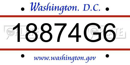 18874G6 District Of Columbia License Plate