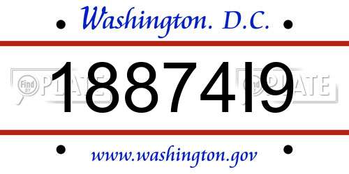 18874I9 District Of Columbia License Plate