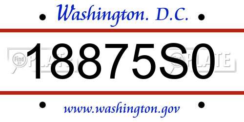 18875S0 District Of Columbia License Plate