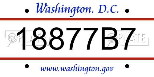 18877B7 District Of Columbia License Plate