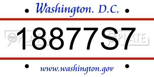 18877S7 District Of Columbia License Plate