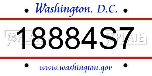 18884S7 District Of Columbia License Plate