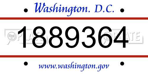 1889364 District Of Columbia License Plate