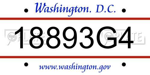 18893G4 District Of Columbia License Plate