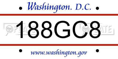 188GC8 District Of Columbia License Plate