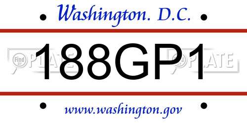 188GP1 District Of Columbia License Plate