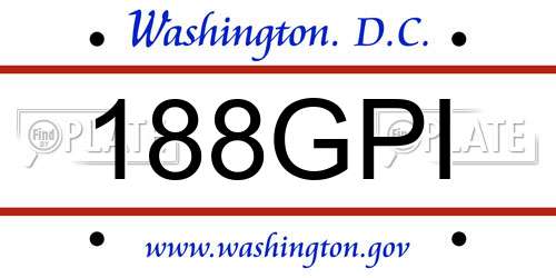 188GPI District Of Columbia License Plate
