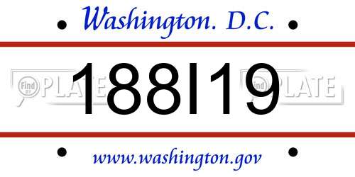 188I19 District Of Columbia License Plate