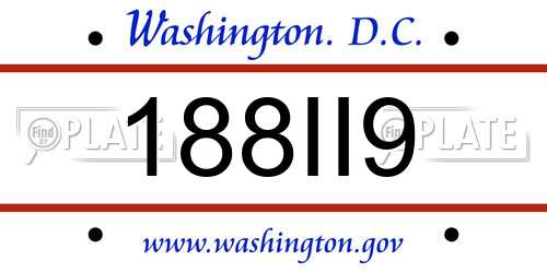 188II9 District Of Columbia License Plate