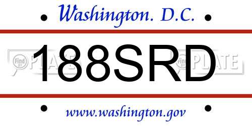 188SRD District Of Columbia License Plate