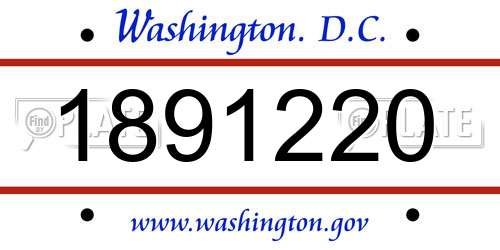 1891220 District Of Columbia License Plate