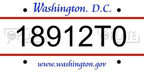 18912T0 District Of Columbia License Plate