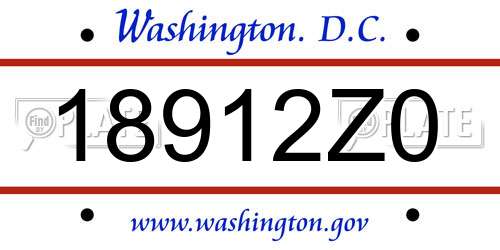 18912Z0 District Of Columbia License Plate