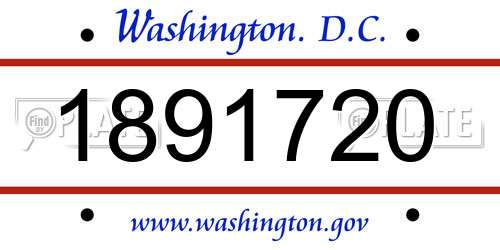 1891720 District Of Columbia License Plate
