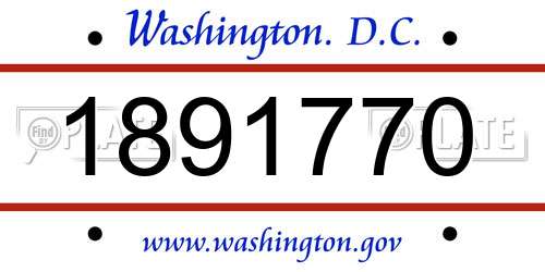 1891770 District Of Columbia License Plate