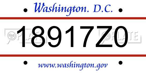 18917Z0 District Of Columbia License Plate