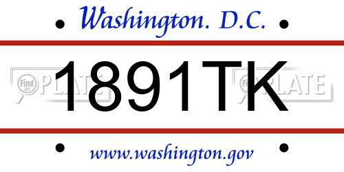 1891TK District Of Columbia License Plate