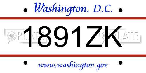 1891ZK District Of Columbia License Plate