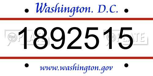 1892515 District Of Columbia License Plate