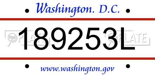 189253L District Of Columbia License Plate