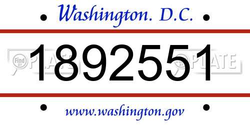 1892551 District Of Columbia License Plate
