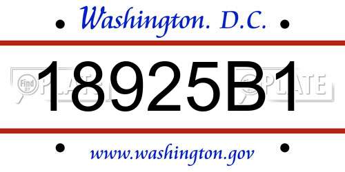 18925B1 District Of Columbia License Plate