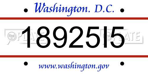 18925I5 District Of Columbia License Plate