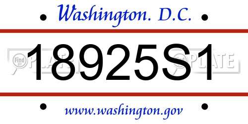 18925S1 District Of Columbia License Plate