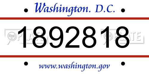 1892818 District Of Columbia License Plate