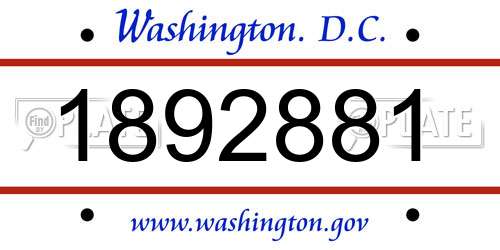 1892881 District Of Columbia License Plate