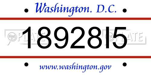 18928I5 District Of Columbia License Plate