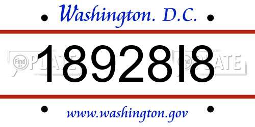 18928I8 District Of Columbia License Plate