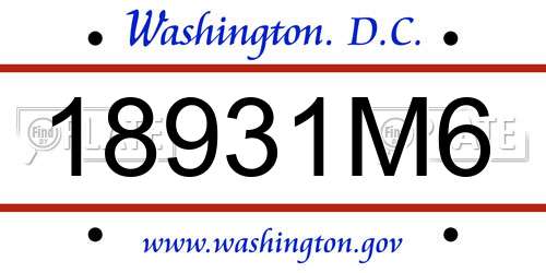 18931M6 District Of Columbia License Plate