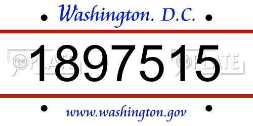 1897515 District Of Columbia License Plate