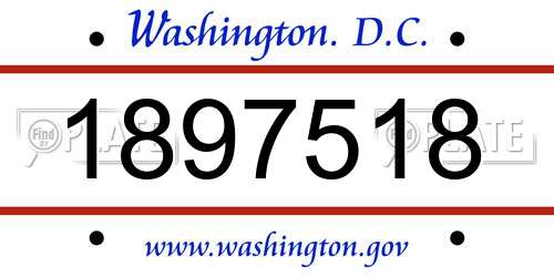 1897518 District Of Columbia License Plate