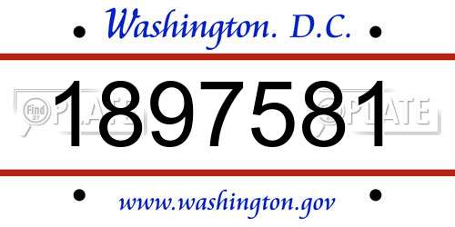 1897581 District Of Columbia License Plate