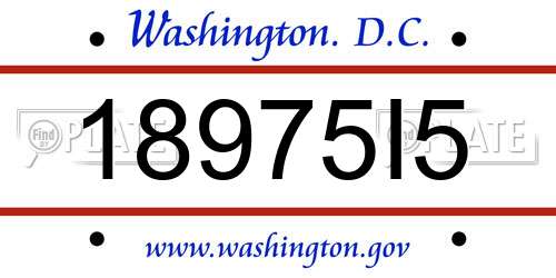 18975I5 District Of Columbia License Plate