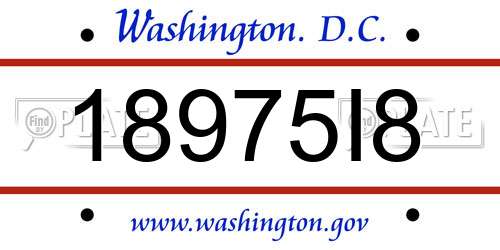 18975I8 District Of Columbia License Plate