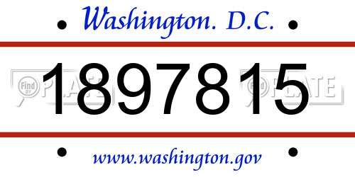 1897815 District Of Columbia License Plate