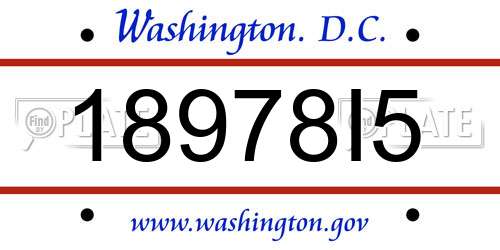 18978I5 District Of Columbia License Plate