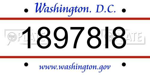 18978I8 District Of Columbia License Plate