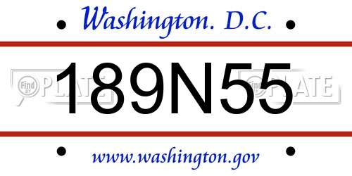 189N55 District Of Columbia License Plate