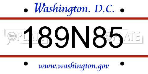 189N85 District Of Columbia License Plate
