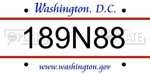 189N88 District Of Columbia License Plate