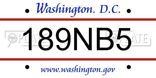 189NB5 District Of Columbia License Plate