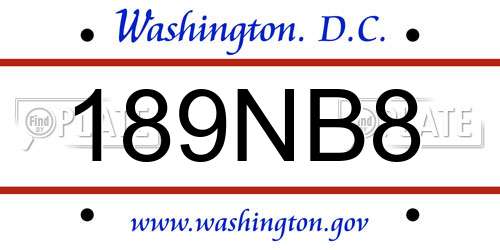 189NB8 District Of Columbia License Plate