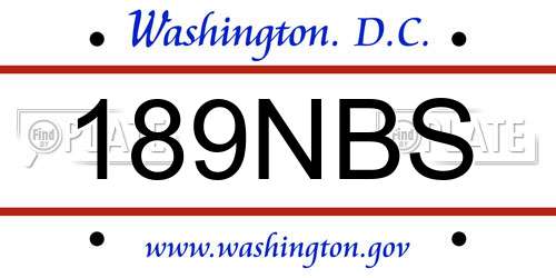 189NBS District Of Columbia License Plate