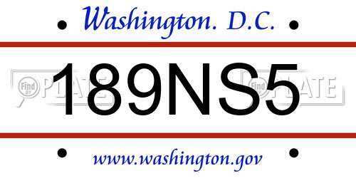 189NS5 District Of Columbia License Plate