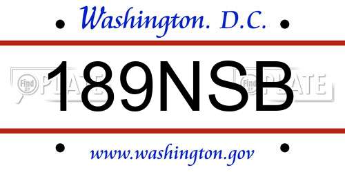 189NSB District Of Columbia License Plate
