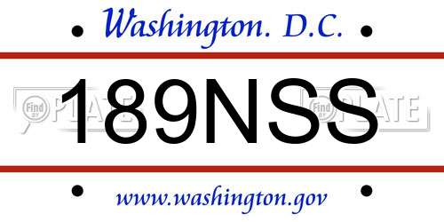 189NSS District Of Columbia License Plate